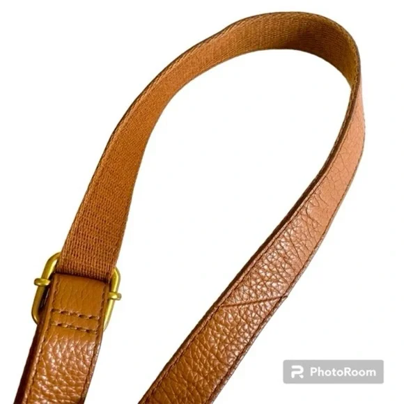 Fossil Cognac Brown Pebbled Leather Crossbody Bag - Picture 9 of 13